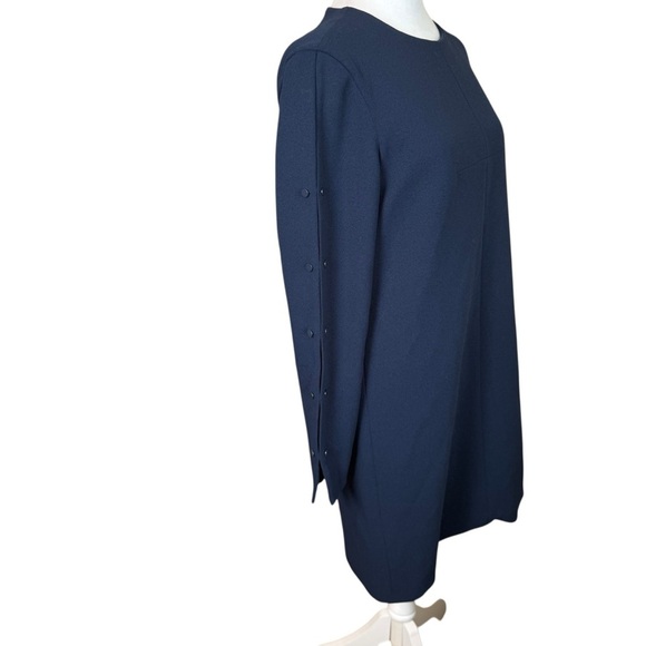 Tibi Structured Crepe Button Detail Shift Dress Navy Size 4 Career Cocktail EUC - Picture 4 of 13